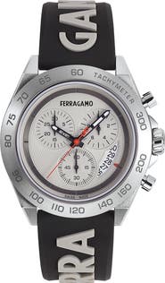 FERRAGAMO Chronograph Silicone Strap Watch, 43mm