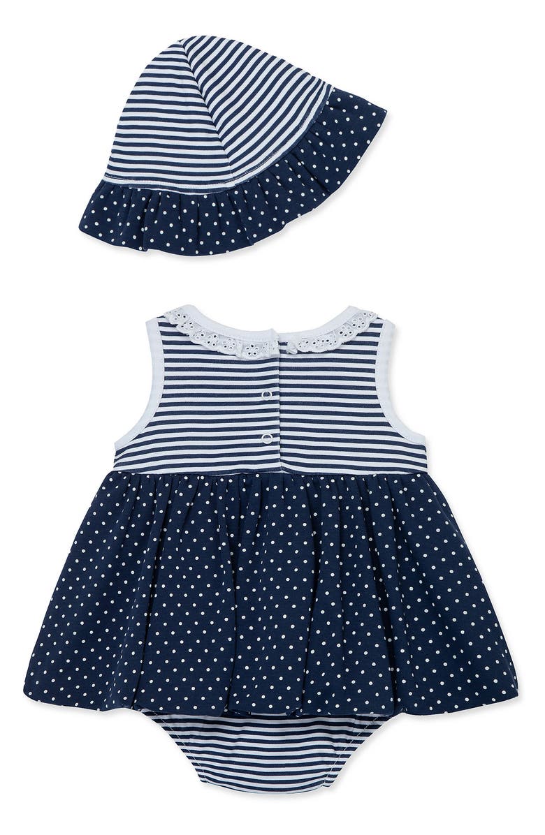 Little Me Daises Skirted Bodysuit & Hat Set, Alternate, color, Blue