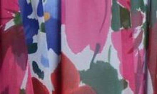 Carolina Herrera Floral Print Chiffon Midi Dress In Celeste Multi
