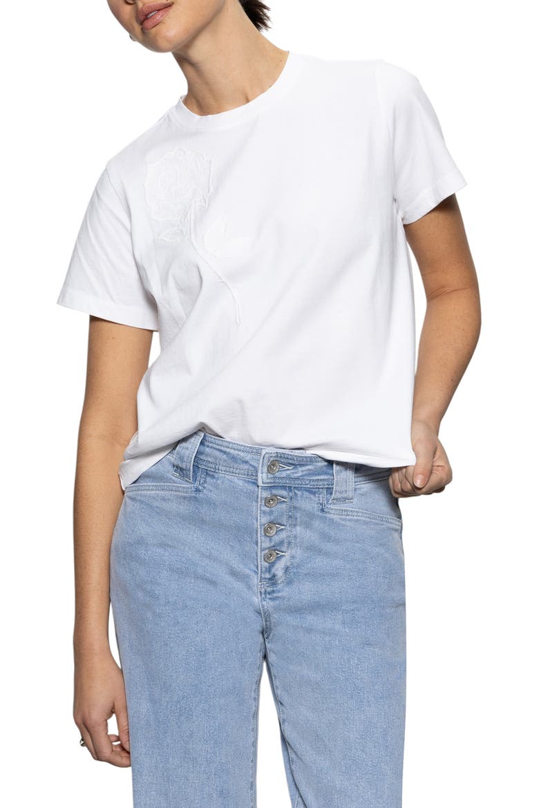 Rose Perfect Cotton T-Shirt, Alternate, color, WHITE
