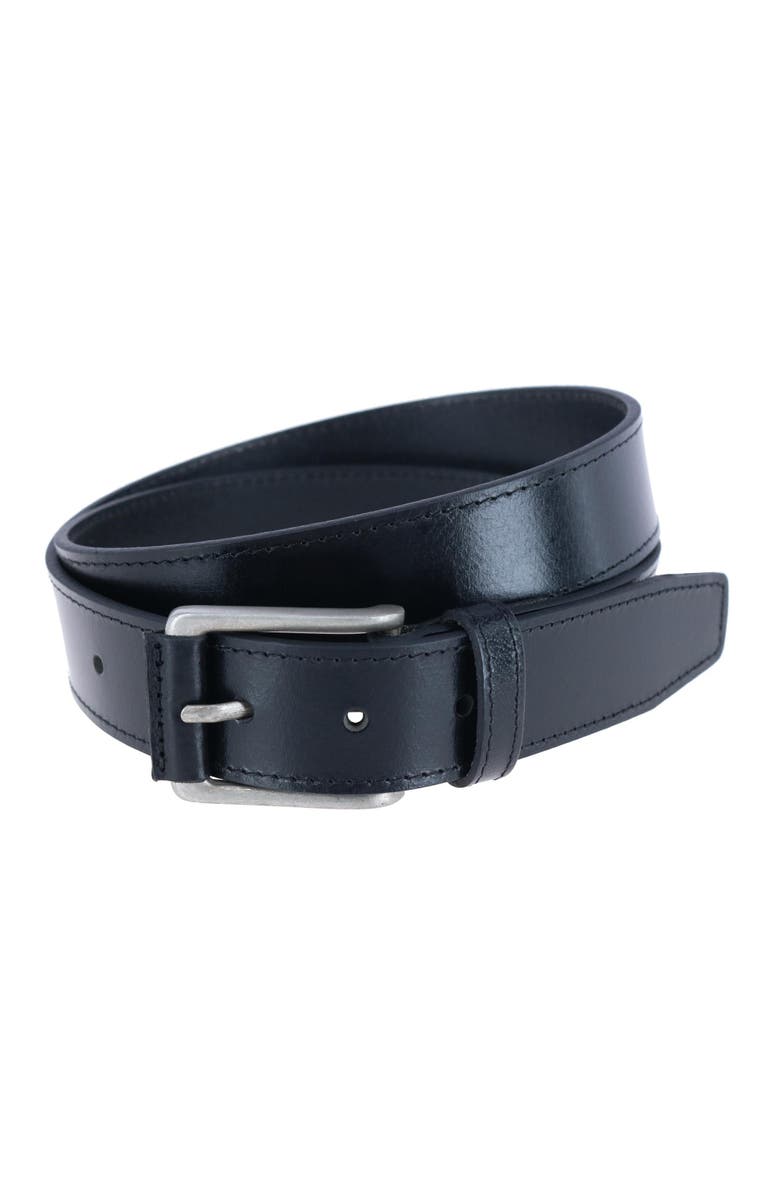 Trafalgar Wyatt 35mm Genuine Leather Casual Jean Belt, Main, color, Black