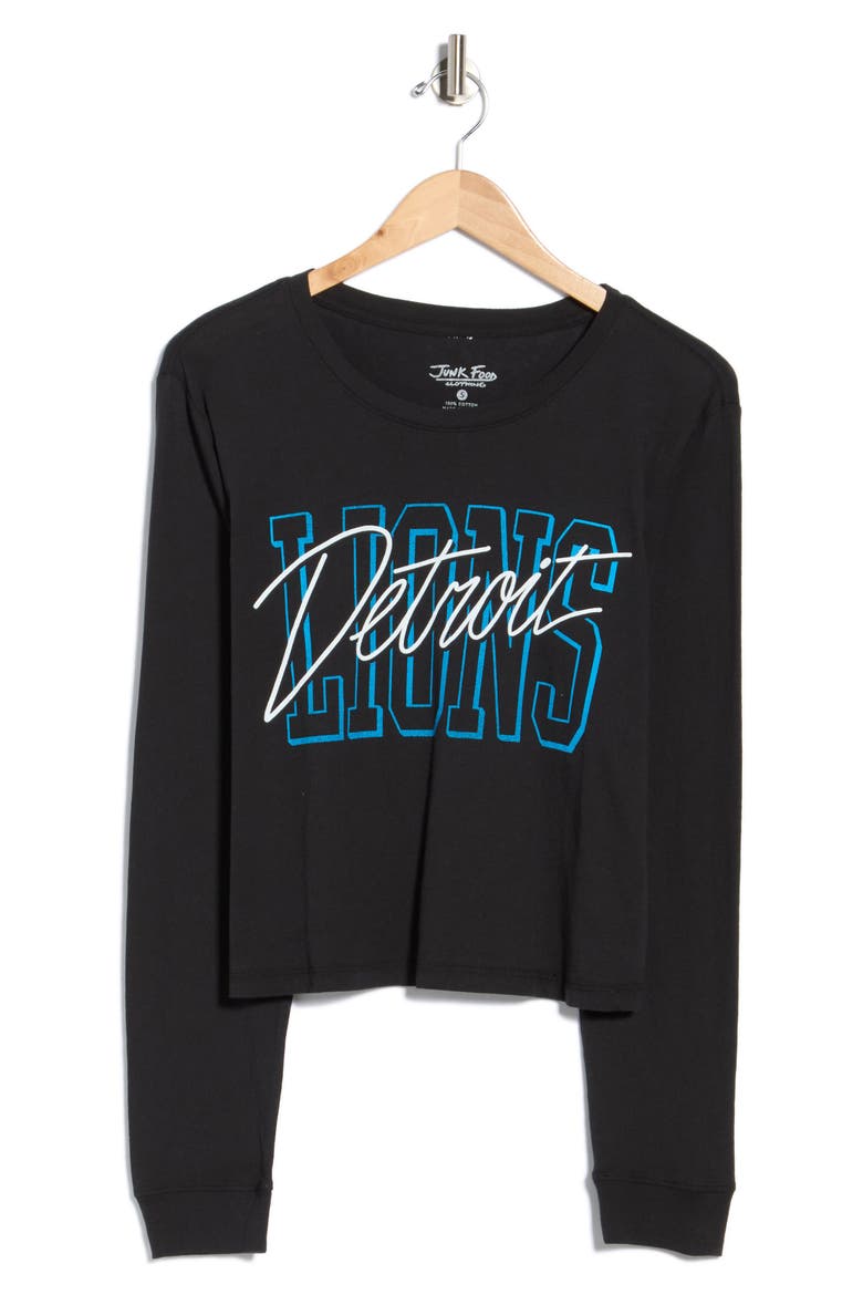 Lions Timeout Long Sleeve Crop Graphic T-Shirt, Main, color, BLACK
