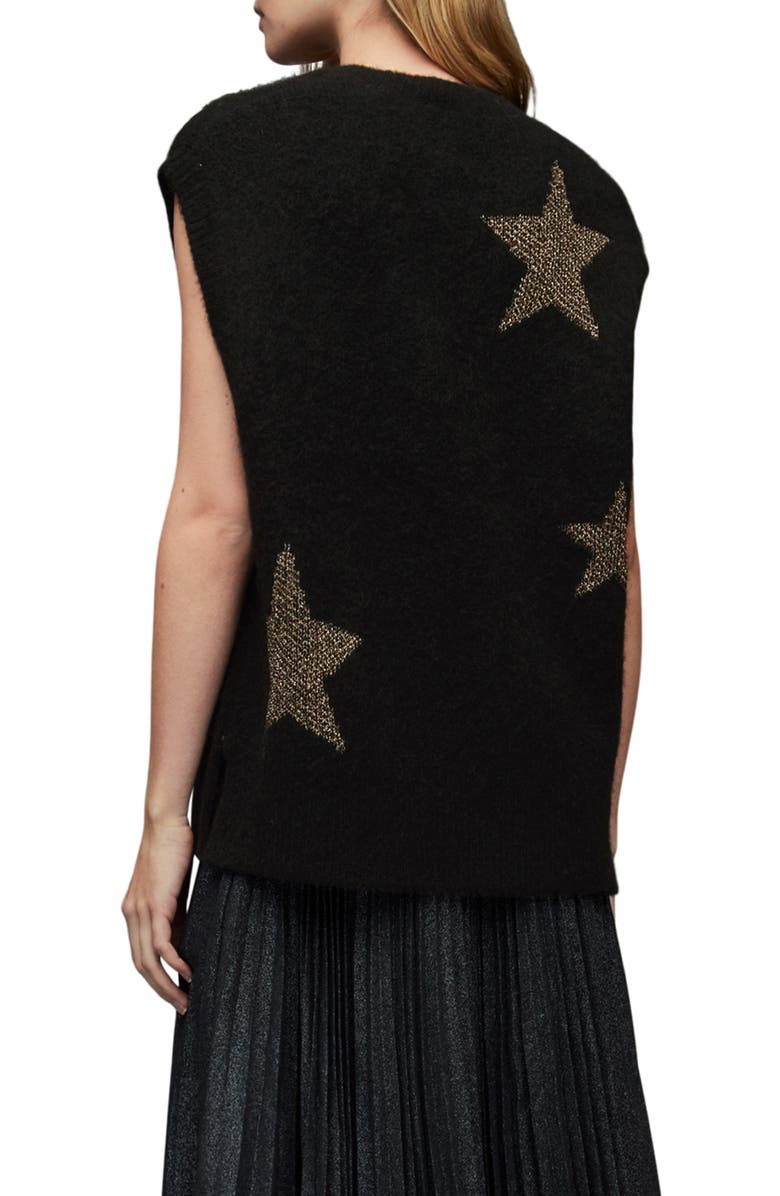 AllSaints Metallic Intarsia Star Wool & Alpaca Blend Sweater, Alternate, color,