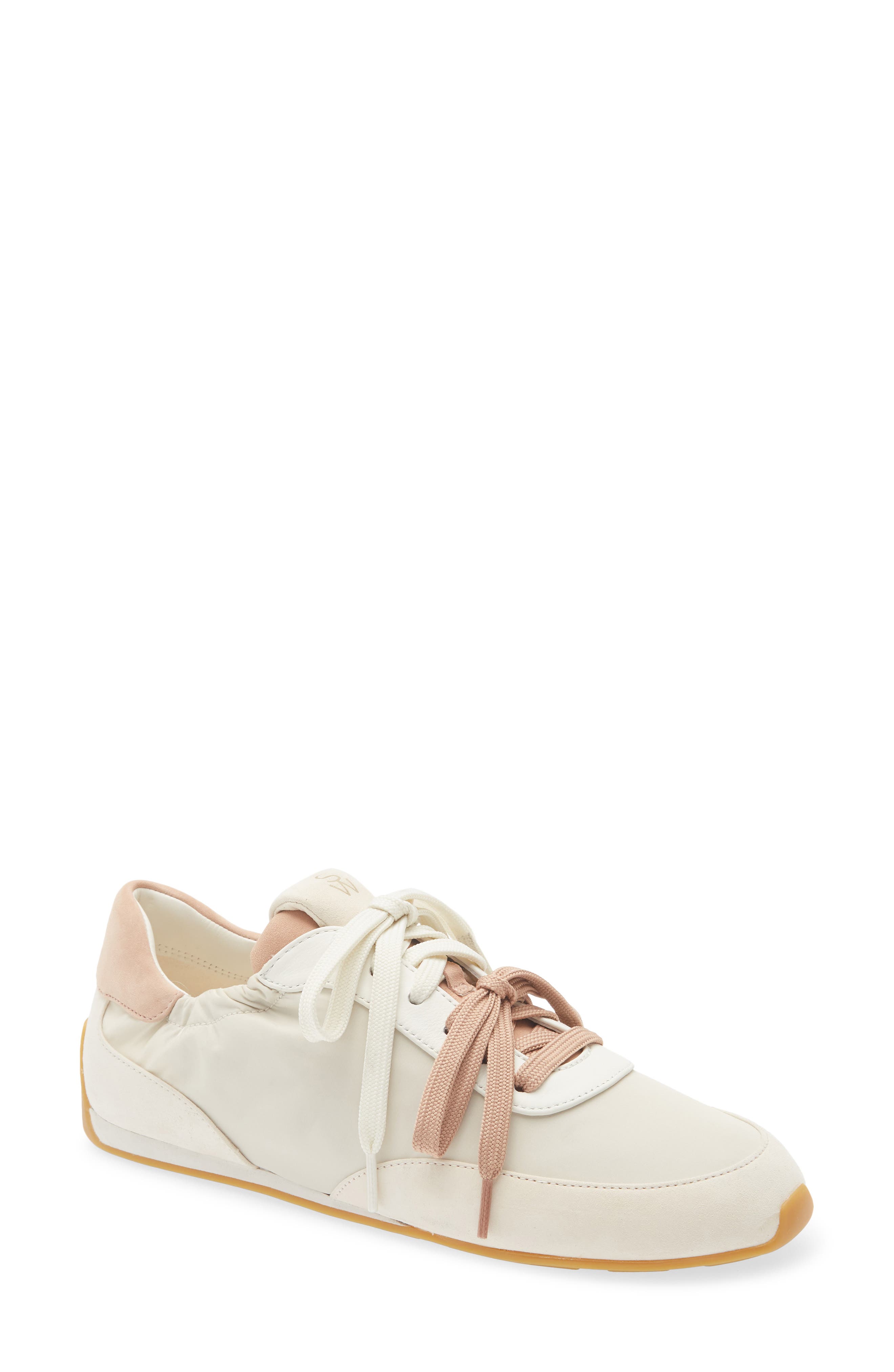 Stuart Weitzman Bondruchesnk Sneaker, Main, color, Linen/ Cream/ Blushful