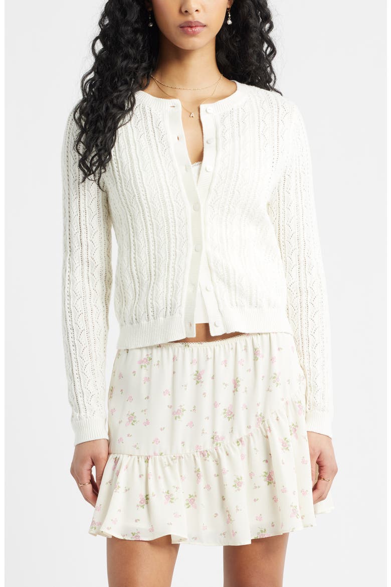 Pointelle Knit Cardigan, Main, color, IVORY