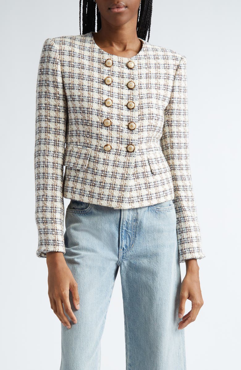 Veronica Beard Bentley Tweed Jacket, Main, color, Ivory/ Camel