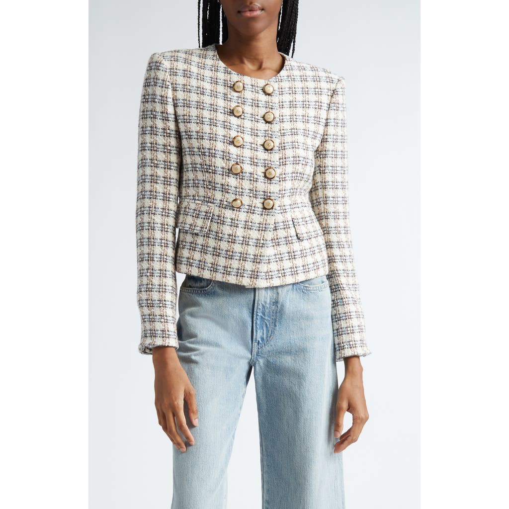 Veronica Beard Bentley Tweed Jacket Ivory Camel In Ivory/camel