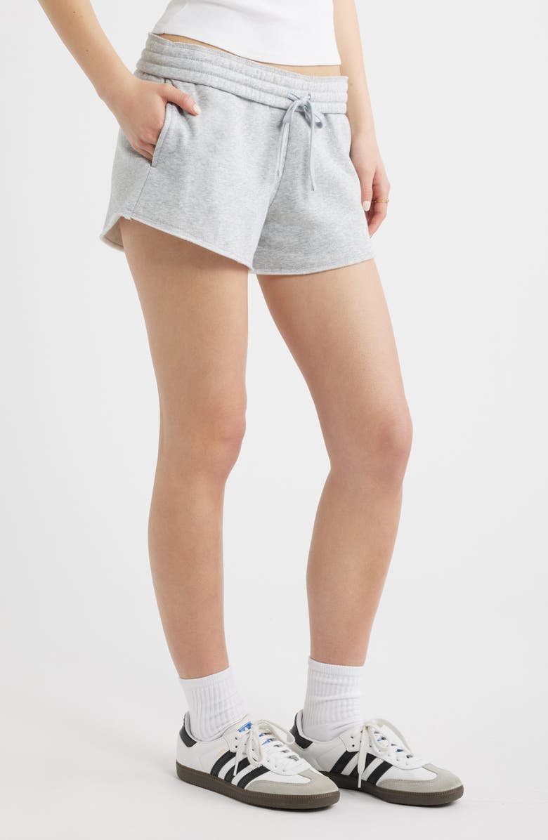 BP. Foldover Fleece Mini Sweat Shorts, Alternate, color, Grey Soft Heather