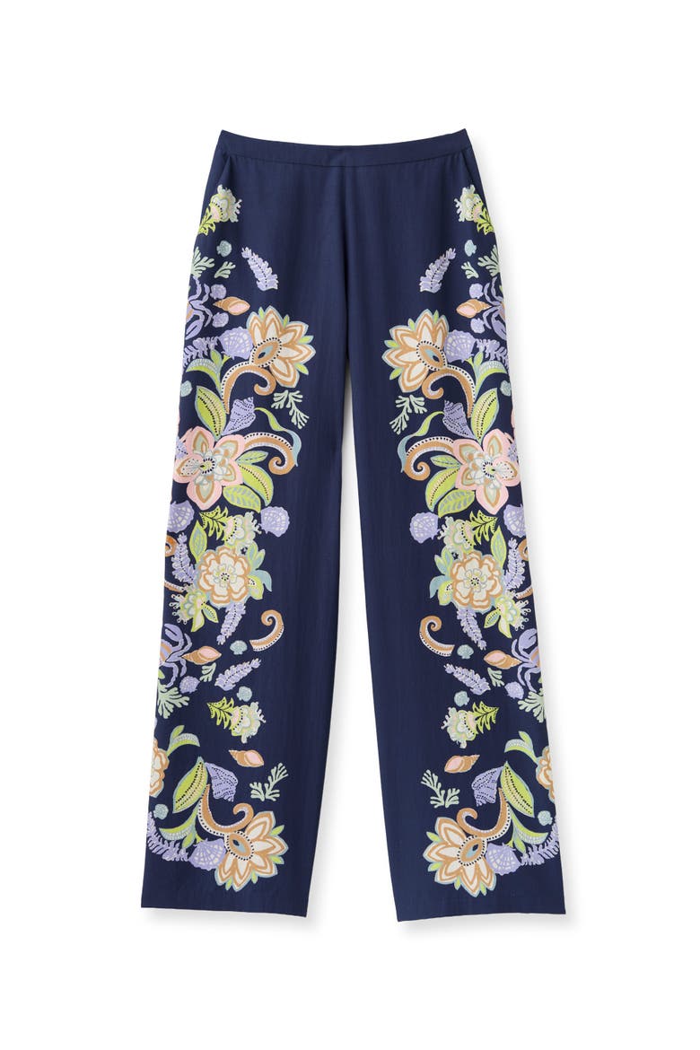 Olivia Printed Wide-Leg Pant, Main, color, Mariner's Bloom