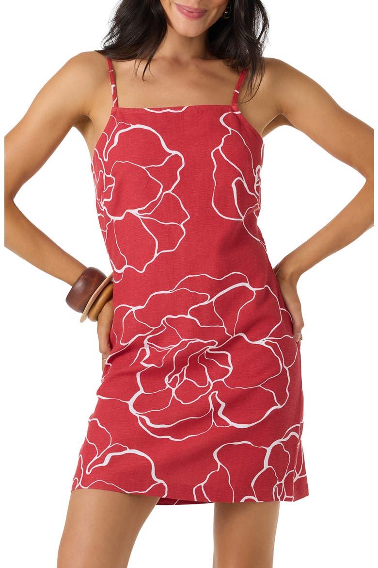 Cecilia Floral Print Sleeveless Minidress, Alternate, color, LIFEGUARD RED