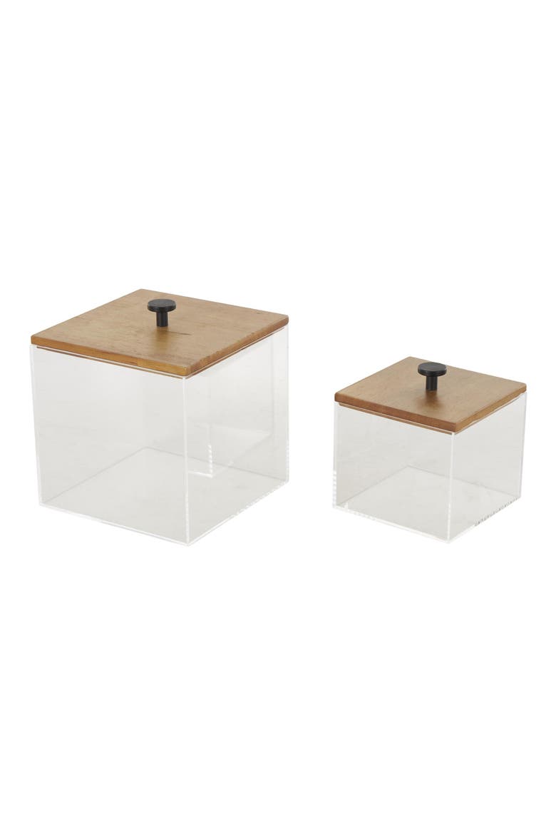 Contemporary Set of 2Decorative Acrylic Boxes, Alternate, color, CLEAR