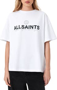 AllSaints Emblem Avri Logo Slit Back Graphic T-Shirt