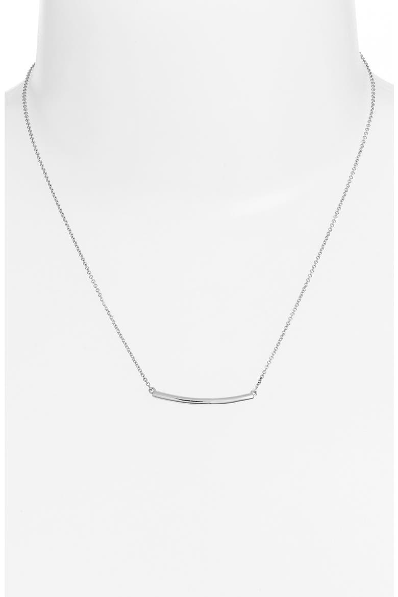 14K Gold Bar Pendant Necklace, Alternate, color, WHITE GOLD