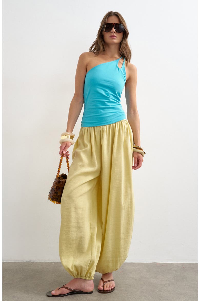 One-Shoulder Stretch Cotton Tank, Alternate, color, LBLUE