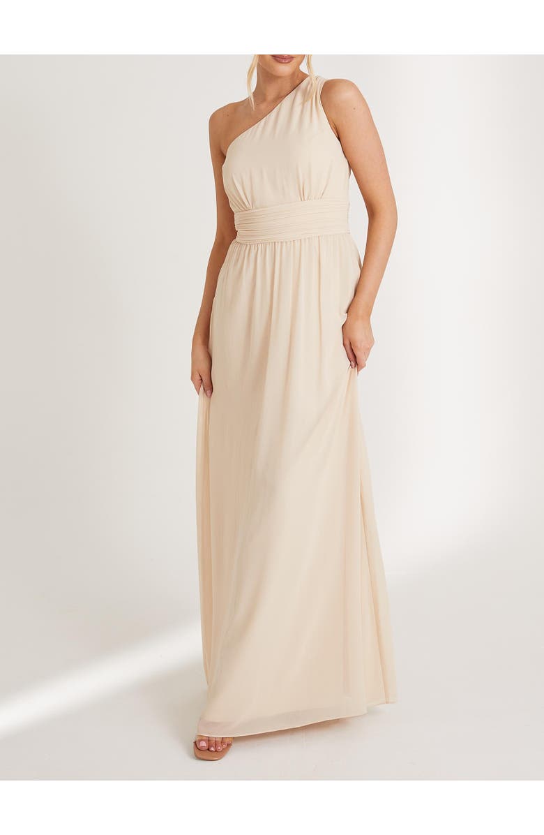 Six Stories One Shoulder Chiffon Bridesmaid Dress, Alternate, color, Cream