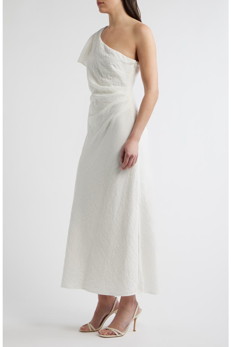Draped One-Shoulder Dress, Alternate, color, WHITE
