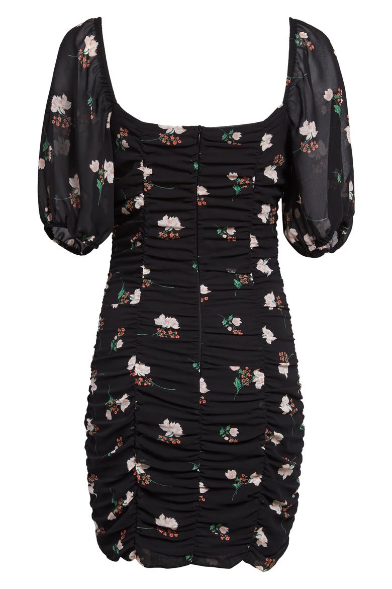 Sasha Ruched Minidress, Alternate, color, BLACK/ CREAM/ CORAL