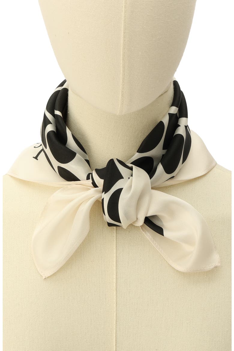 noel silk bandana scarf, Alternate, color, CREAM/ BLACK