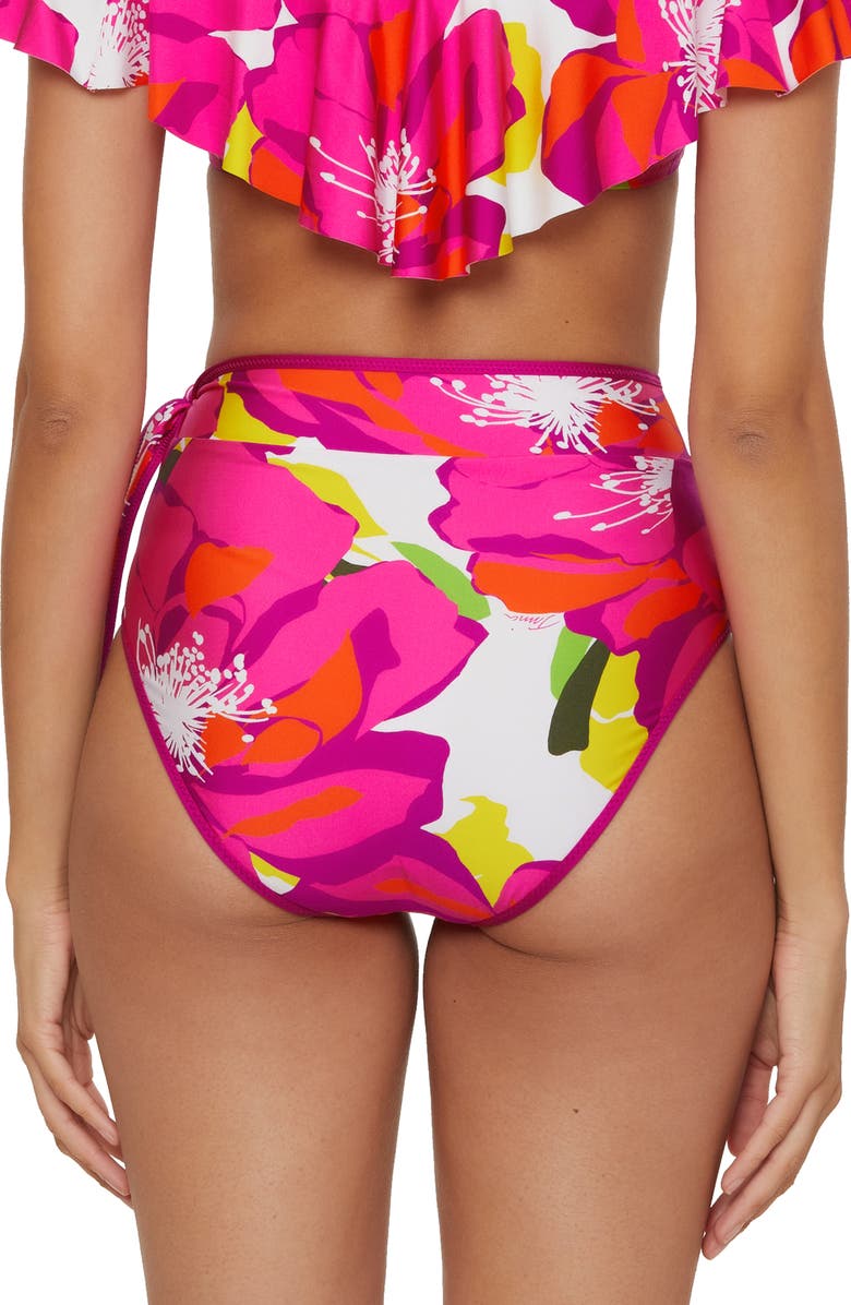 Trina Turk Bloom High Waist Bikini Bottoms, Alternate, color, Pink Multi