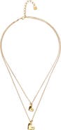 UNODE50 Double Necklace Plated In 18K Gold With Two Hearts
