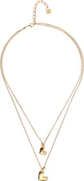 UNODE50 Double Necklace Plated In 18K Gold With Two Hearts