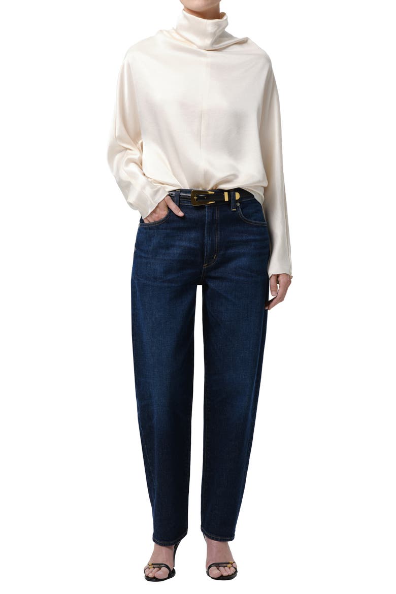 The Taper High Waist Tapered Jeans, Alternate, color, ARIES DARK INDIGO