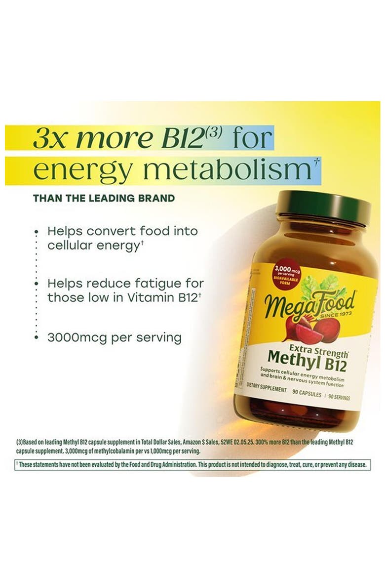 Extra Strength Methyl B12 Vitamins, Bioavailable Vitamin B12 3000mcg Per Serving, Vegan, 90 Capsules, Alternate, color, None