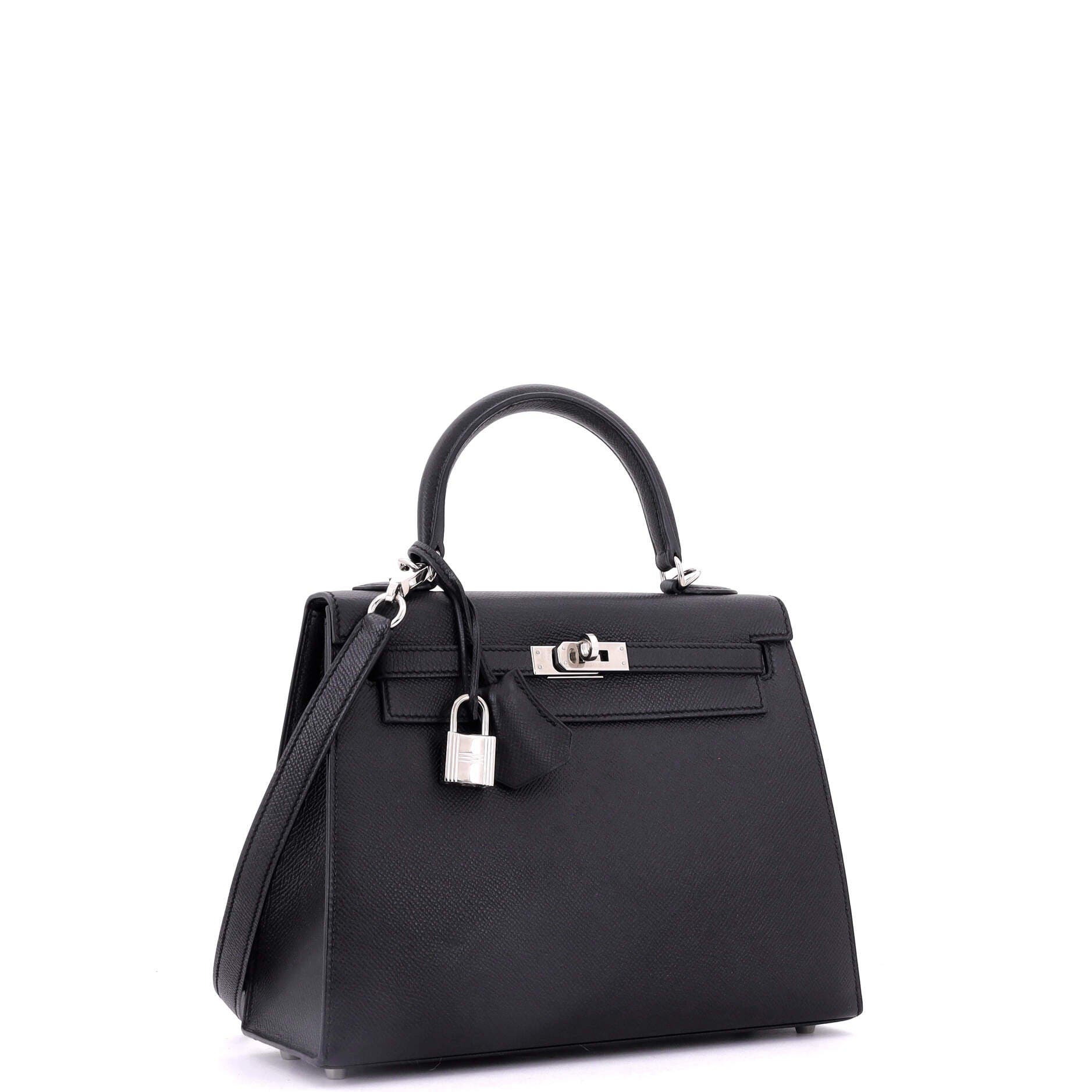 Pre-Owned Hermes Kelly Handbag Black Epsom with Palladium Hardware 25, Alternate, color, 