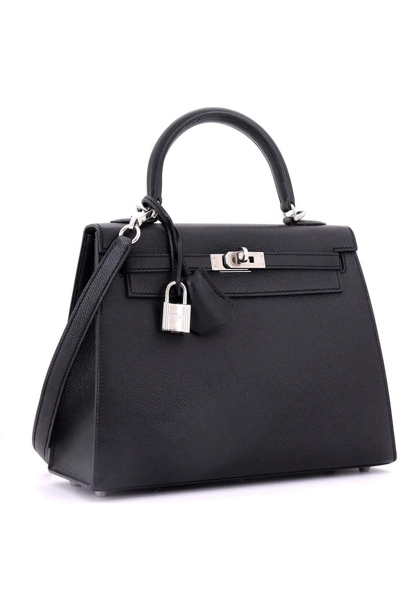 Pre-Owned Hermes Kelly Handbag Black Epsom with Palladium Hardware 25, Alternate, color, Noir