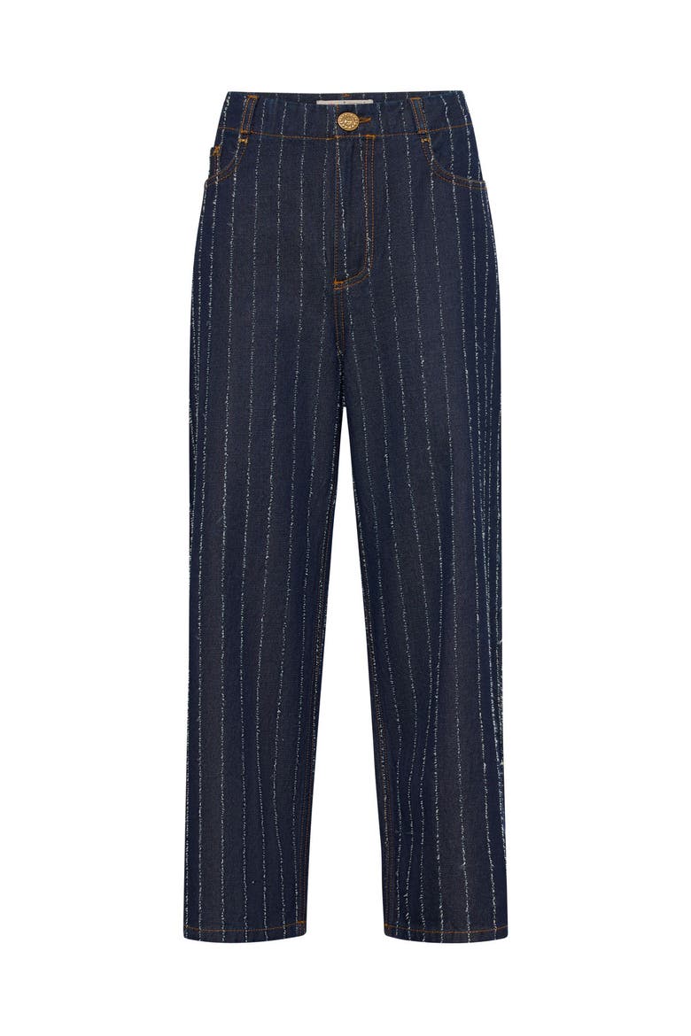 Striped Cropped Jeans, Main, color, Navy