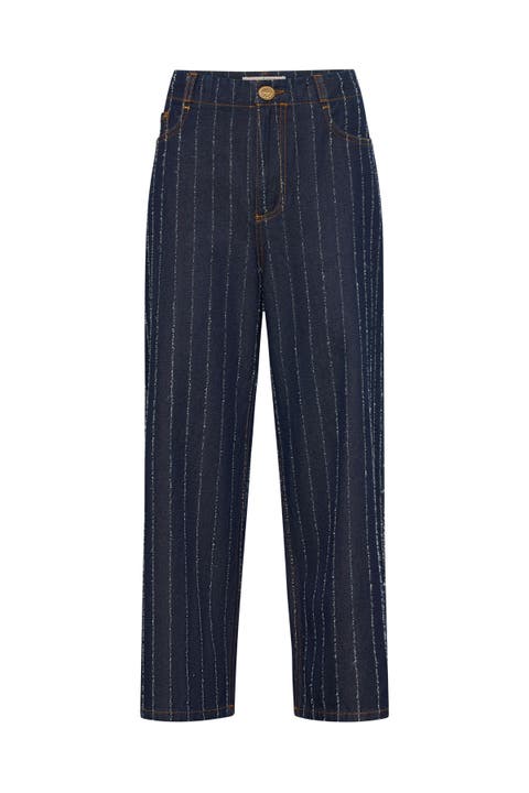 Striped Cropped Jeans