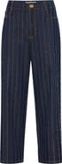 Maison Common Striped Cropped Jeans
