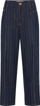 Maison Common Striped Cropped Jeans