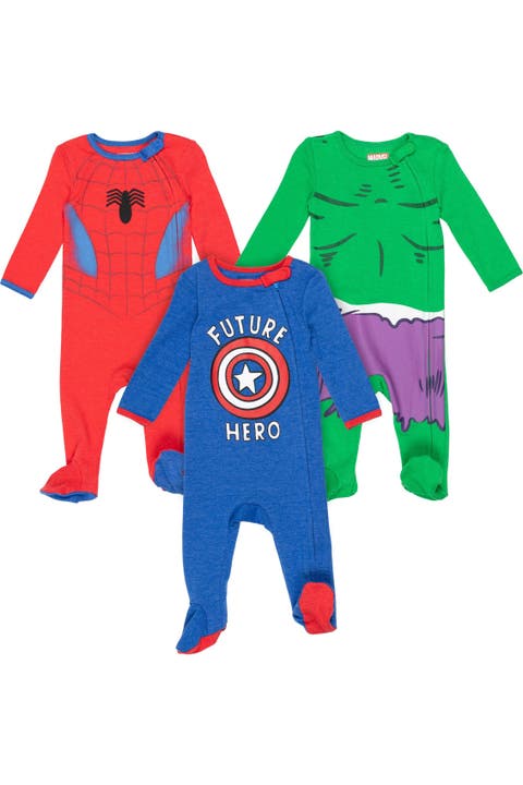 Avengers 3-Pack Footed Sleep N' Play