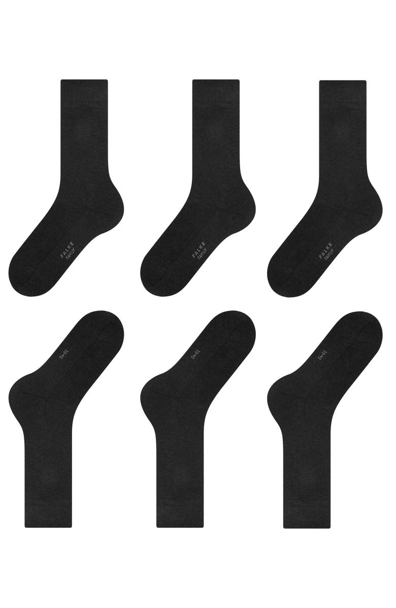 Falke Family 3-Pack Sustainable Cotton Socks, Alternate, color, Anthracite Melange