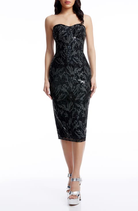 Irina Sequin Strapless Cocktail Dress
