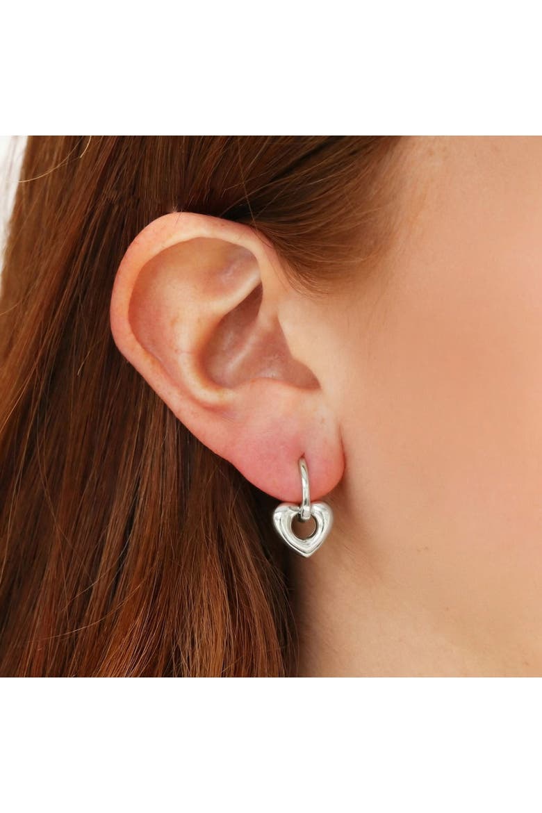 Heart Huggie Hoop Earrings, Alternate, color, Sterling Silver