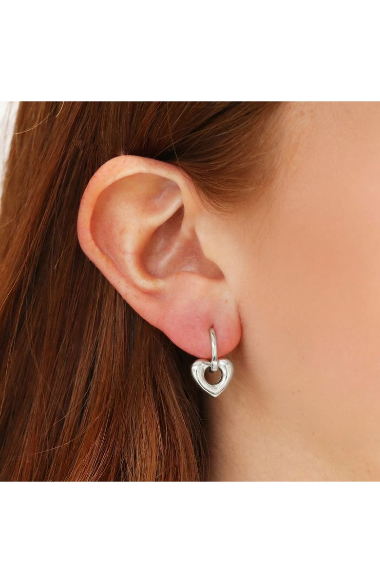 The Lovery Fine Jewelry Heart Huggie Hoop Earrings, Alternate, color, Sterling Silver