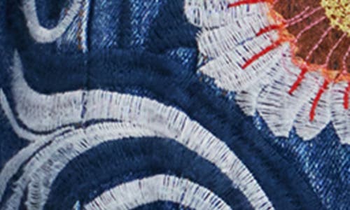 Shop Desigual Embroidered Denim Trucker Jacket In Medium Blue