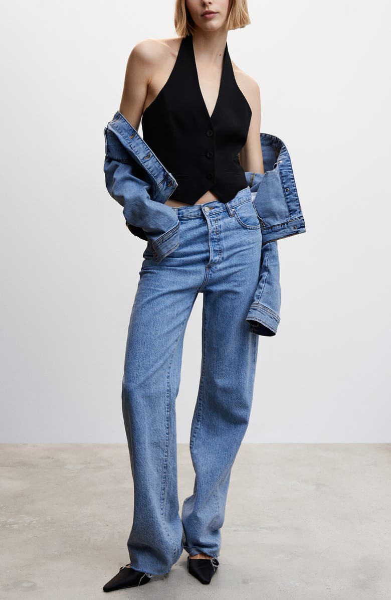 MANGO Halter Neck Crop Waistcoat, Alternate, color, 