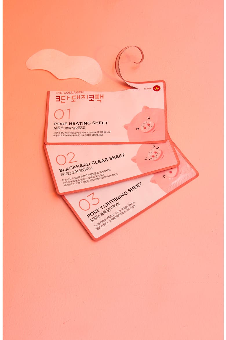 Pig Collagen 3 Step Nose Pack, Alternate, color, PINK
