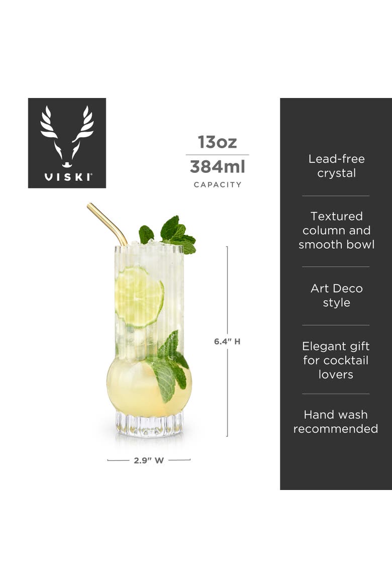 Art Deco Crystal Highball Glasses Set of 2, Alternate, color, Clear