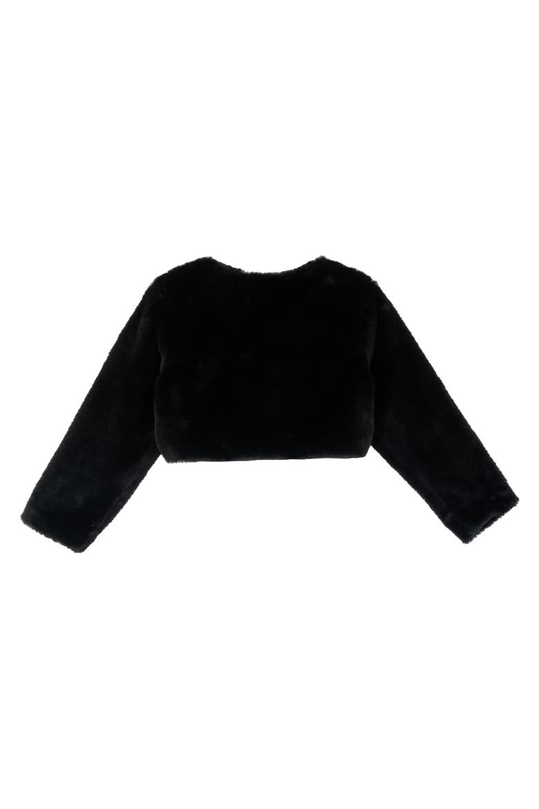 Kids' Faux Fur Bolero, Alternate, color, BLACK
