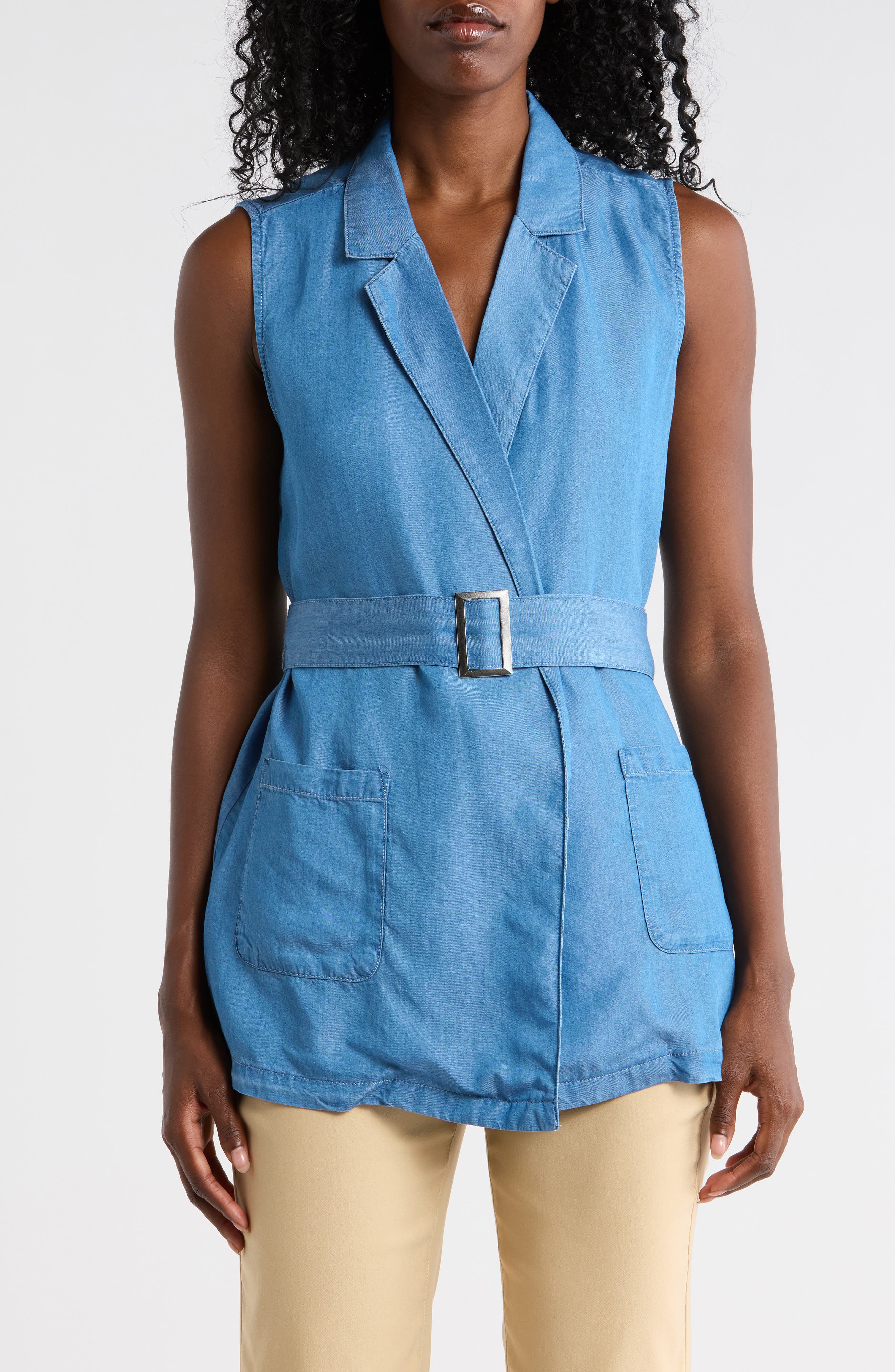 Nicole Miller Belted Denim Vest