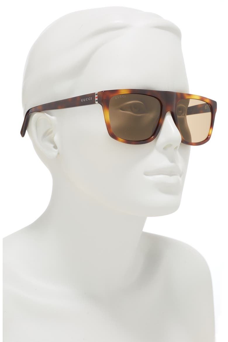 57mm Modified Square Sunglasses, Alternate, color, HAVANA RUTHENIUM BROWN