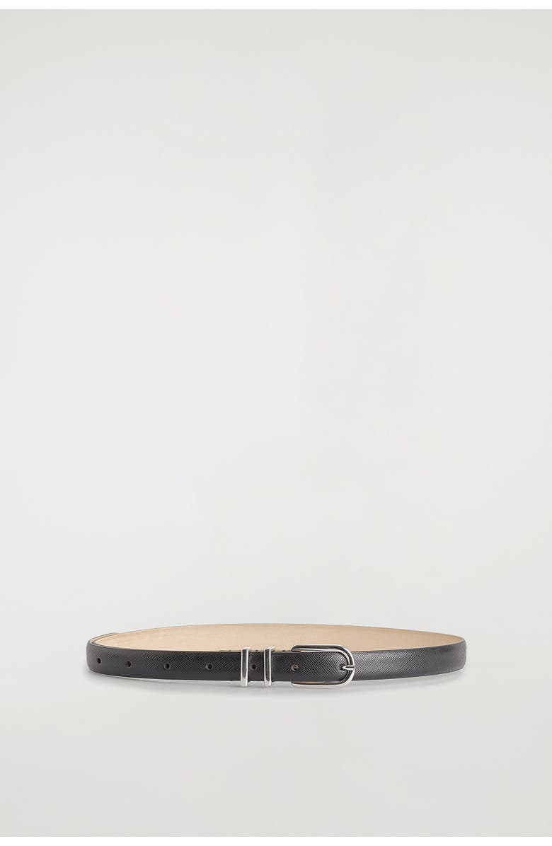 COS Saffiano Leather Belt, Alternate, color, Black