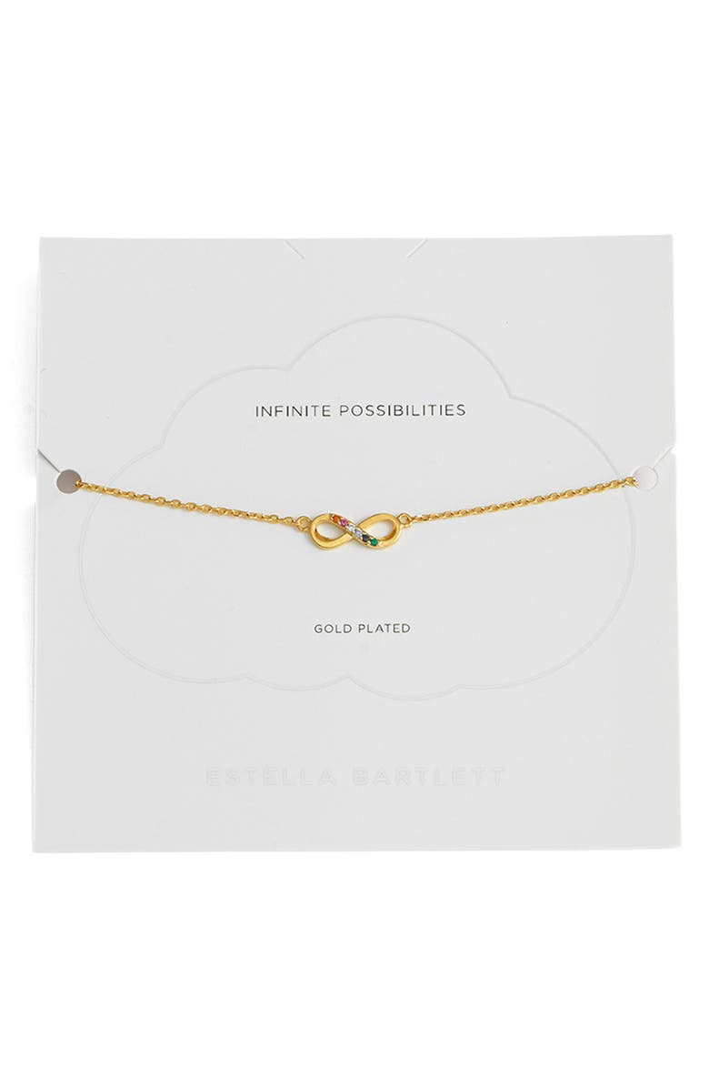 Estella Bartlett Cubic Zirconia Infinity Bracelet, Main, color, Gold