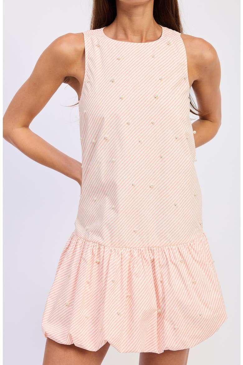 Aurora Bubble Hem Faux Pearl Minidress, Alternate, color, PEACH IVORY