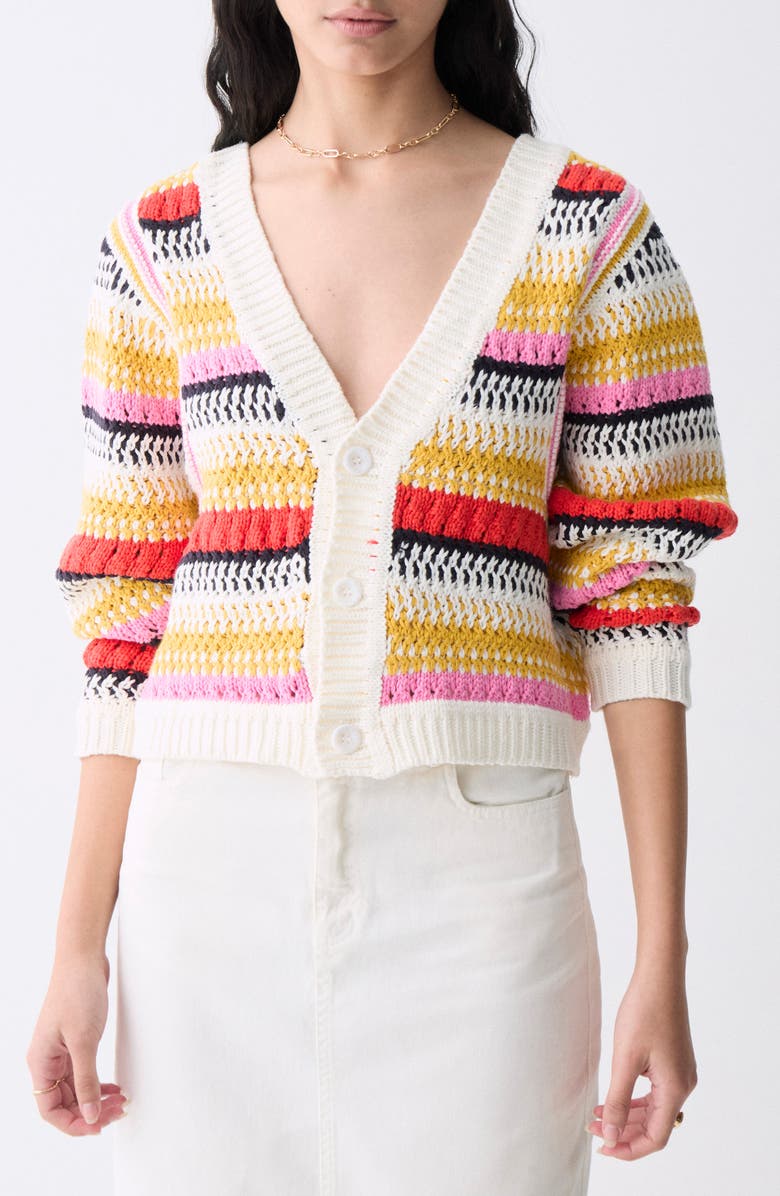 DELUC Ponte Stripe Reversible Cardigan, Main, color, Multicolor