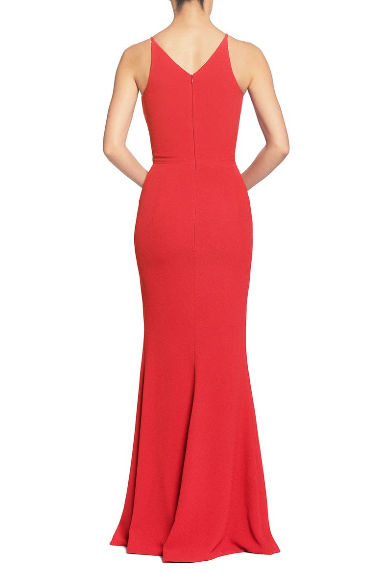 Iris Slit Crepe Gown, Alternate, color, ROUGE